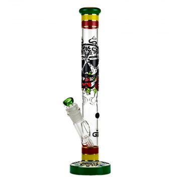 Grace Glass Hammer Series 7mm Straight Rasta Ice Bong with Skull | Side view 1