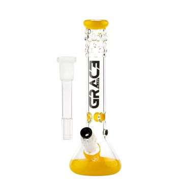 Grace Glass PEARL Series XL Frog Beaker Ice Bong | 15.5 Inch | Yellow