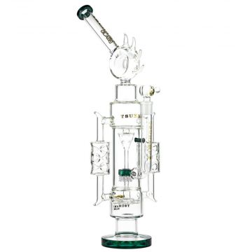 Tsunami Glass Sprinkler Showerhead Perc Recycler Bong | Green