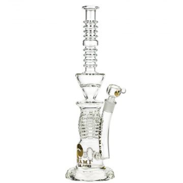 Tsunami Glass Spore Perc Grenade Bong with Diamond Base | Clear - Side View 1