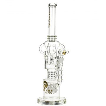 Tsunami Glass Swiss Perc Electric Showerhead Recycler Bong | Clear - Side View 1