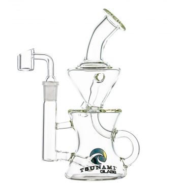 Tsunami Glass Funnel Sprinkler Recycler Dab Rig  | Clear - Side View 1