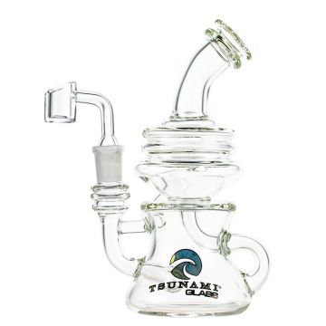 Tsunami Glass Sprinkler Recycler Dab Rig  | Clear - Side View 1