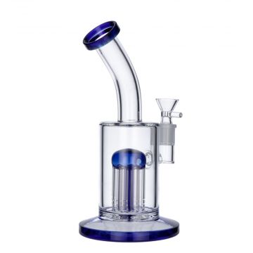 Glass Bubbler with Fixed Tree Percolator | 9 Inches | Dark Blue | Side view 1