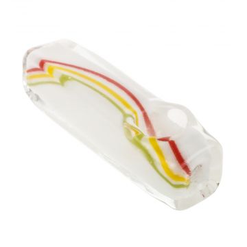 Glasscity White Glass Steamroller Pipe with Rasta Stripe | 3 Inch 