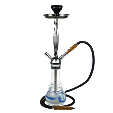  Kaya Shisha - Hookah Pipe - Blue Wave Glass Base - Two Connections - Assembled 