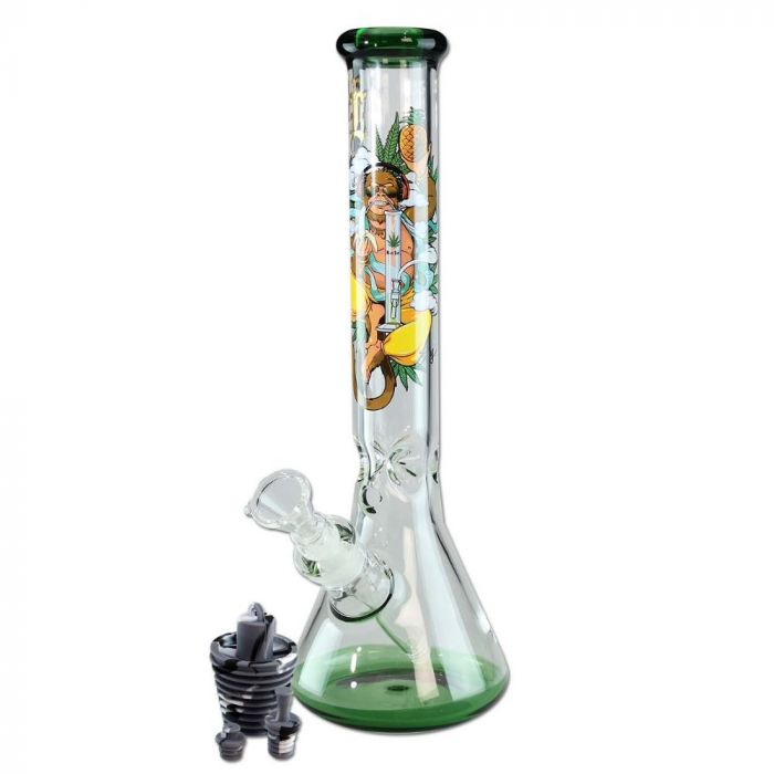 Black Leaf Hanuman Beaker Ice Bong | 7mm main product photo