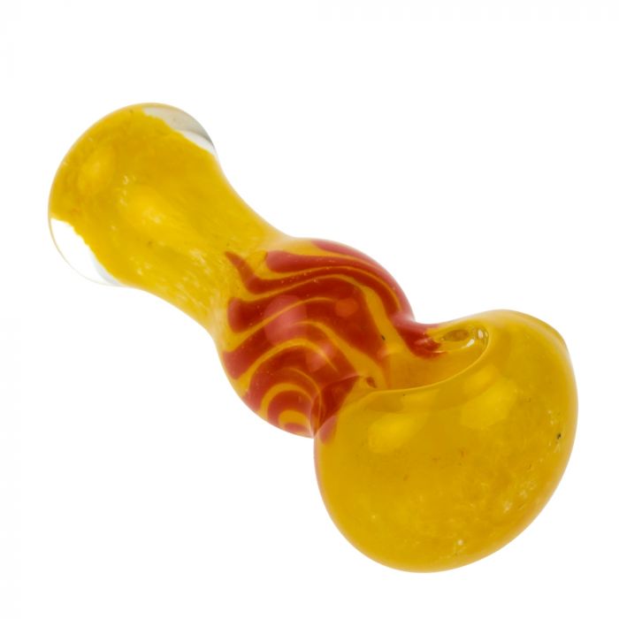 Glasscity Yellow Glass Spoon Pipe with Red Swirl | 3 Inch main product photo