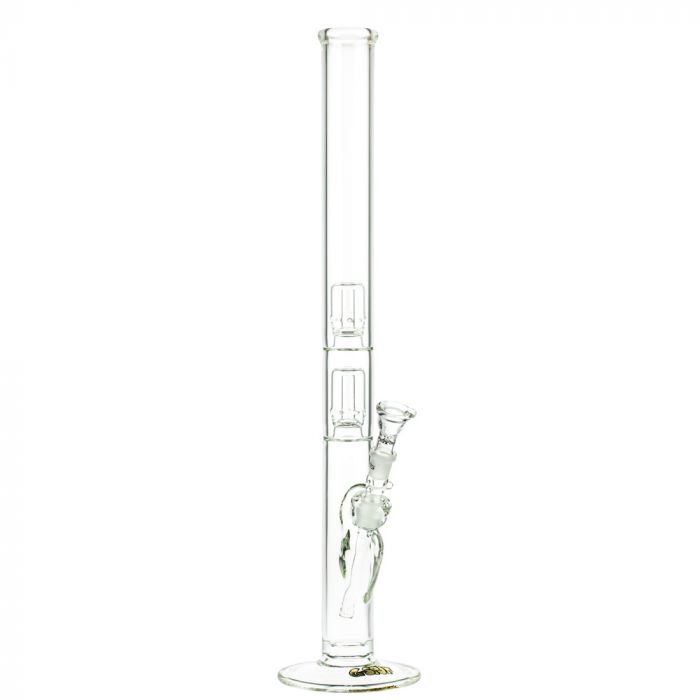 G-Spot Glass Cylinder Double Percolator Bong with Gold Logo | 60cm main product photo
