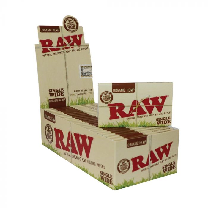 RAW Organic Single Wide Double Window Hemp Rolling Papers | Box main product photo