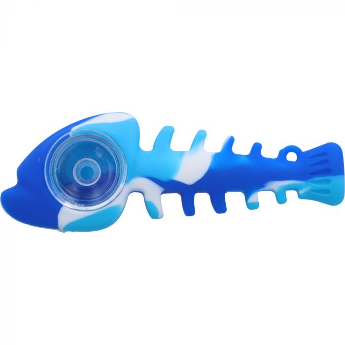 Silicone Fish Bone Hand Pipe with Glass Bowl main product photo