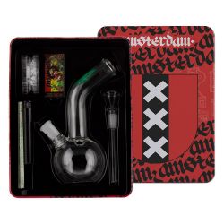 Amsterdam Leaf Glass Bubble Base Bong Gift Set