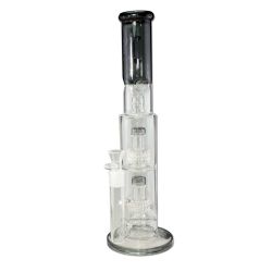 Black Leaf Double Drum Perc Ice Bong | Grey