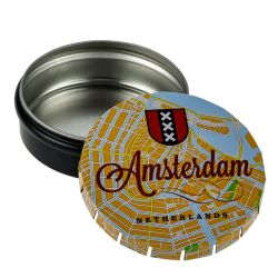 Metal Click Clack Stash Tin | Amsterdam Map - Opened 