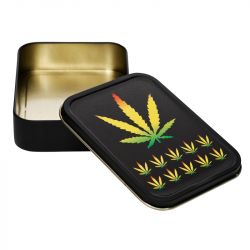 Metal Stash Tin - Big Weed Leaf Little Weed Leaves