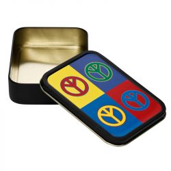 Metal Stash Tin - Peace Sign Four Times