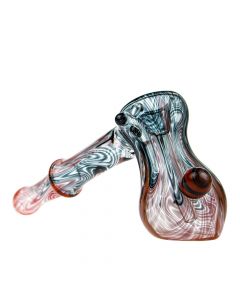 G-Spot Glass Hammer Bubbler Pipe - Clear with Red and Black Color Work