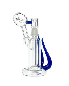 Blaze Glass Concentrate Oil Bubbler with Showerhead Diffuser | Blue - Side View 1