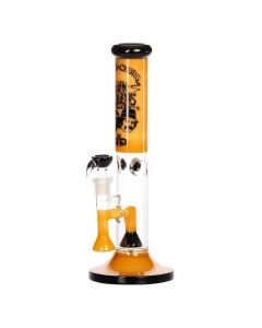 Grace Glass Cheech & Chong High Rollers Straight Tube Percolator Bong | Orange | side view 1